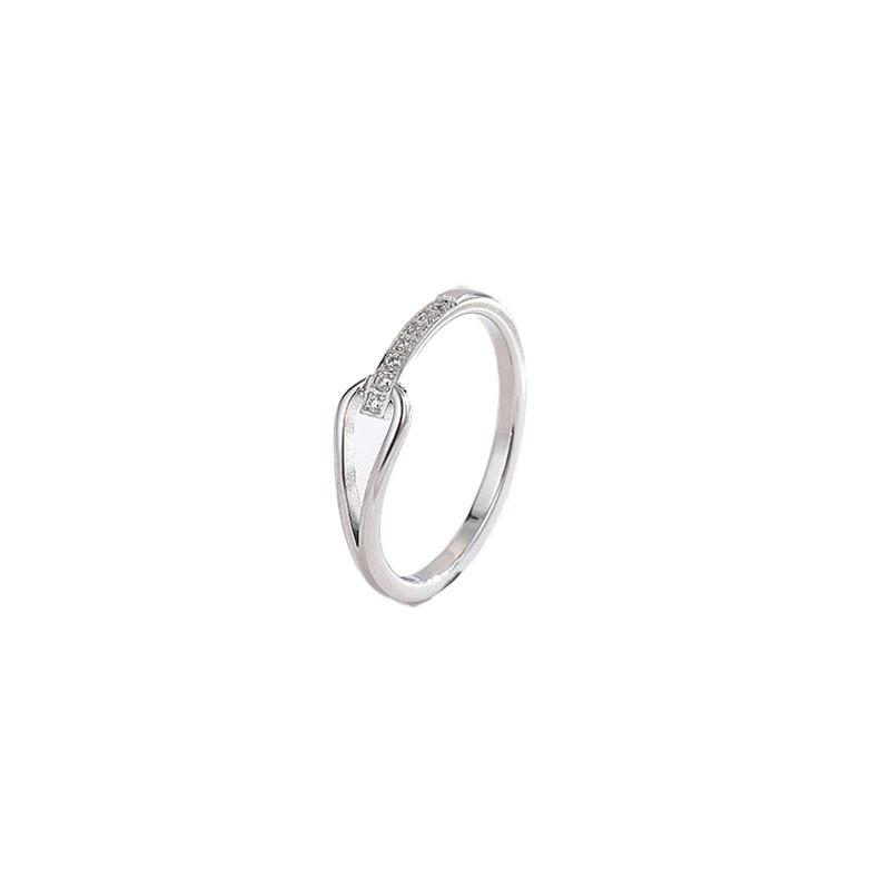 Japanese and Korean Simple Long Hollow Titanium Steel Ring Women's Light Luxury Fashion Ring Jewelry