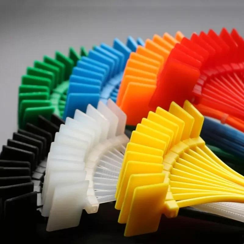 Hongtu Self-Locking Nylon Zip Ties Assortment - 3x100mm, 4x150mm, 4x200mm | Plastic Cable Ties with Tag Labels for Cable Marking