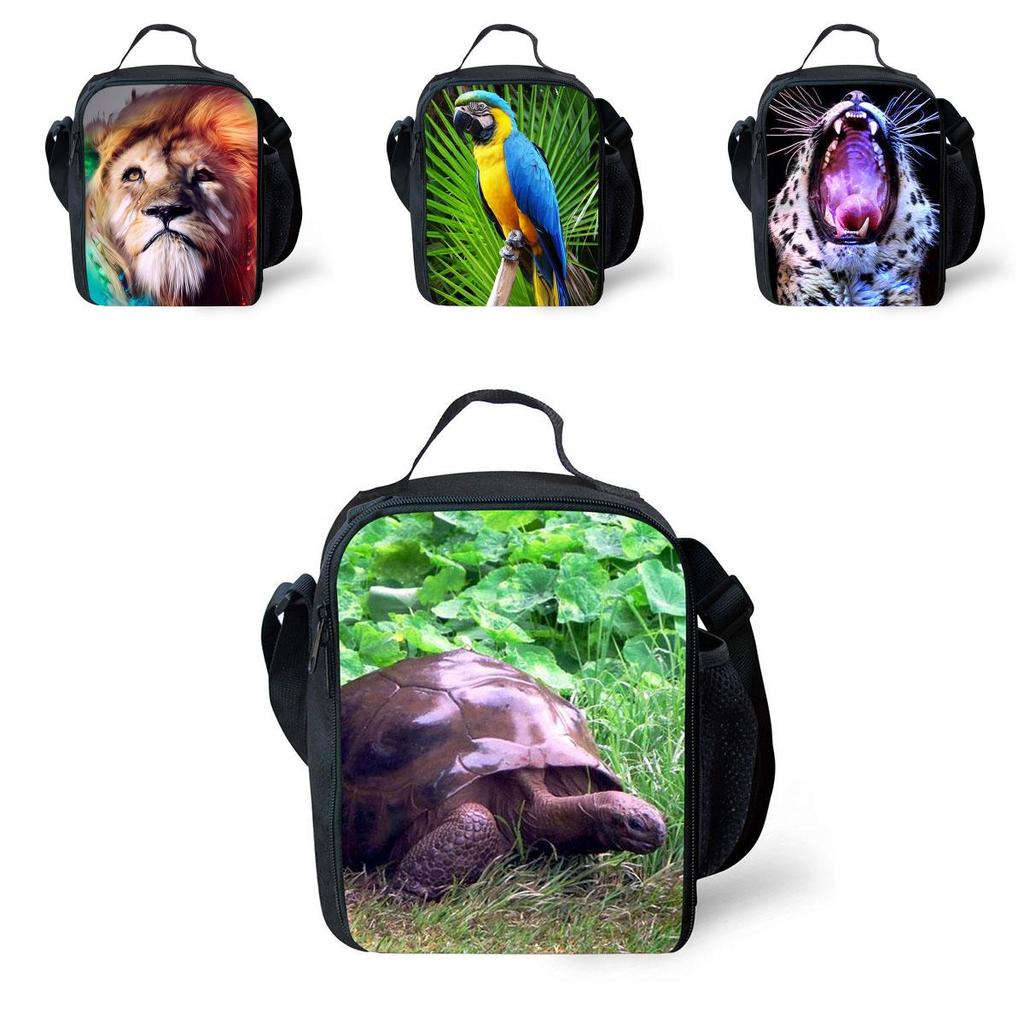 Animal School Lunch Bags Kids Boy's Food Carriers With Soft Handle For Travel