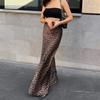 Leopard Print Sexy Hip-wrapped Fishtail Skirt Floor-mopping Skirt European and American New Spring Women's Clothing Drape Dress