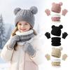 3Pcs/Set Warm Knitted Hats Scarfs Winter Bonnet Gloves Kits Children Scarf Hat Gloves Set  Kids