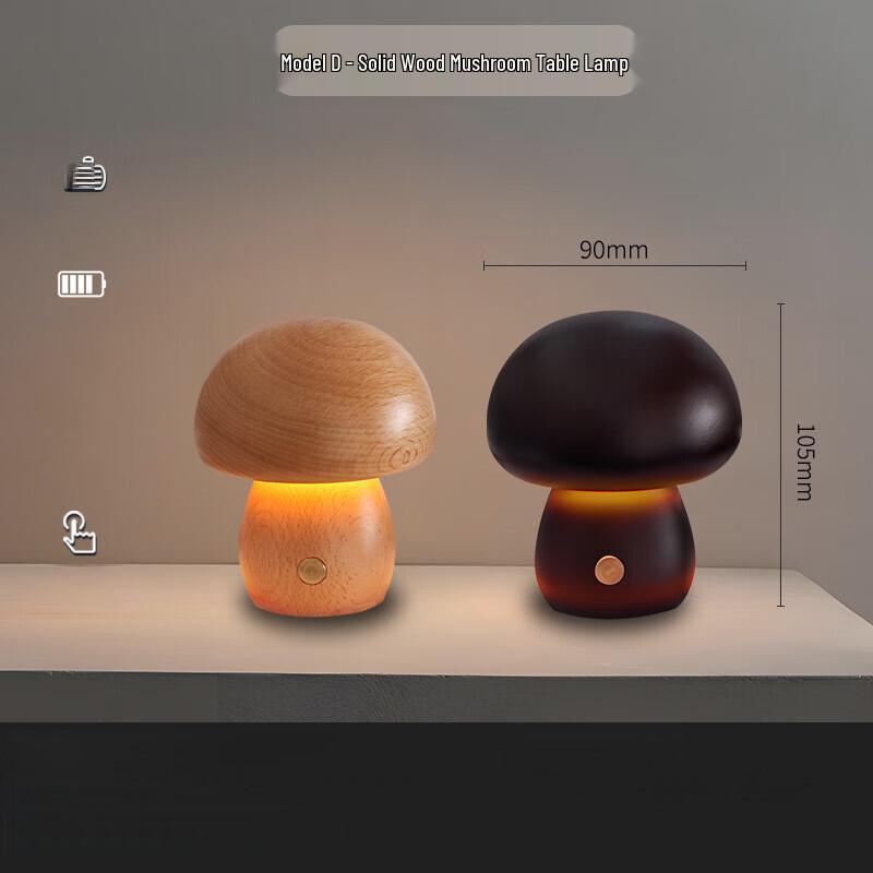 Mushroom USB Rechargeable Bedside Lamp