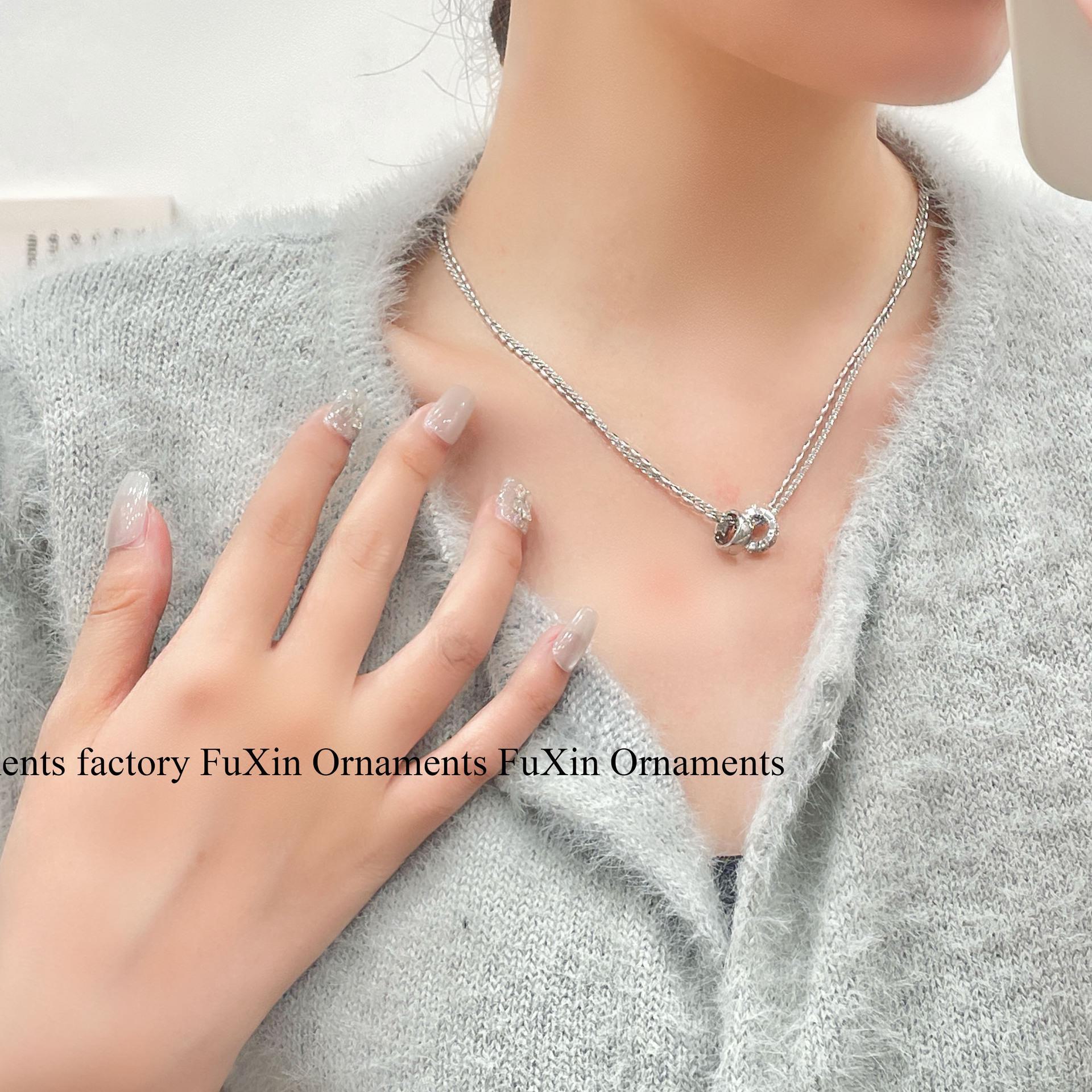 

Ожерелье в стиле ретро в корейском стиле с переплетением ключиц: Модный, высококачественный аксессуар для штабелирования Small Diamond Ring Necklace