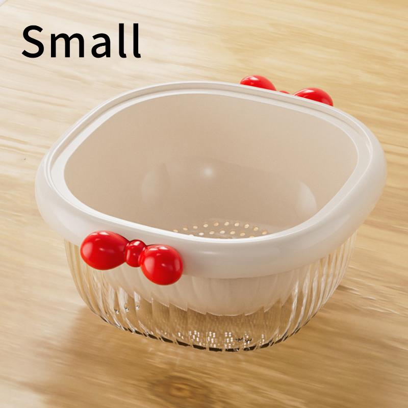 S/M/L Double Layer Multifunctional Drainage Basket, Household Kitchen Washing Basket, Fruit And Vegetable Basket With Handle