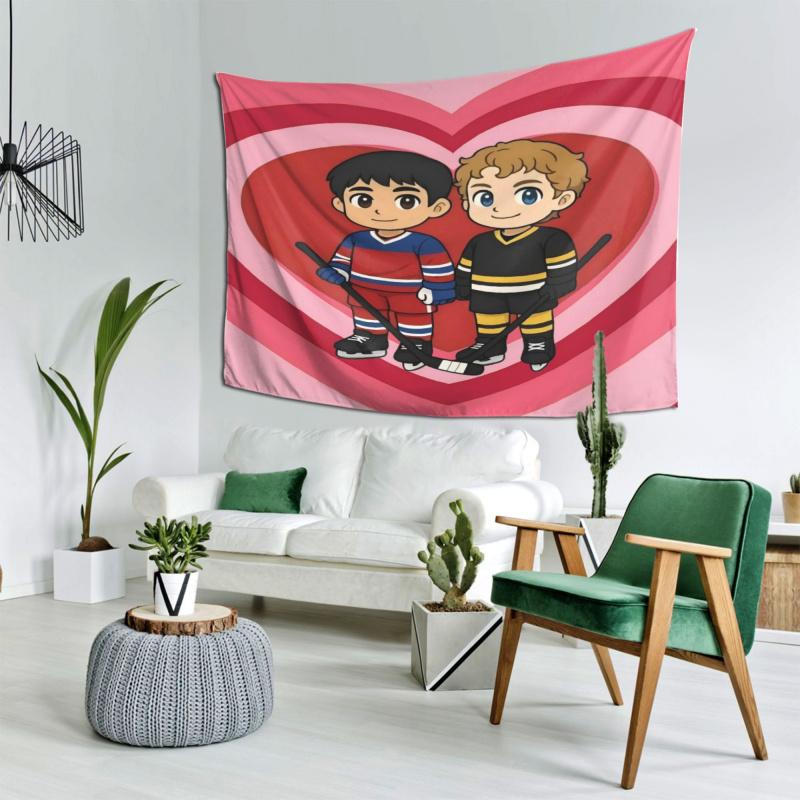 VIKAMA Dual Scene Hockey Tapestry Which Has Added A Dramatic Fandom Vibe Ideal For Ice Hockey Fans Bedrooms Decor