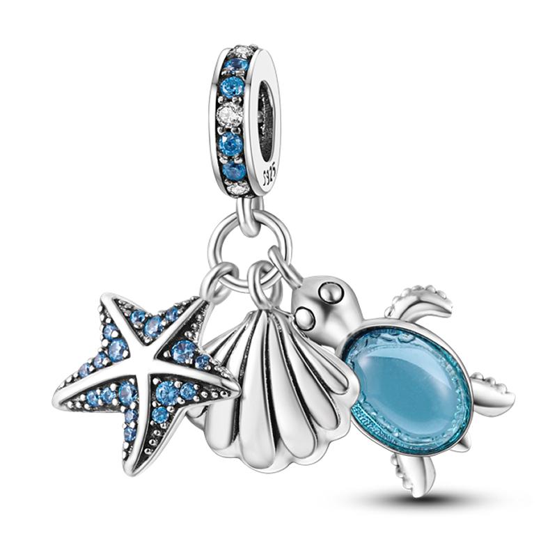 Original 925 Silver Charms Bead Gecko Dolphin Whale Shark Pendants Fit Women Girls Bracelet DIY Jewelry Gift