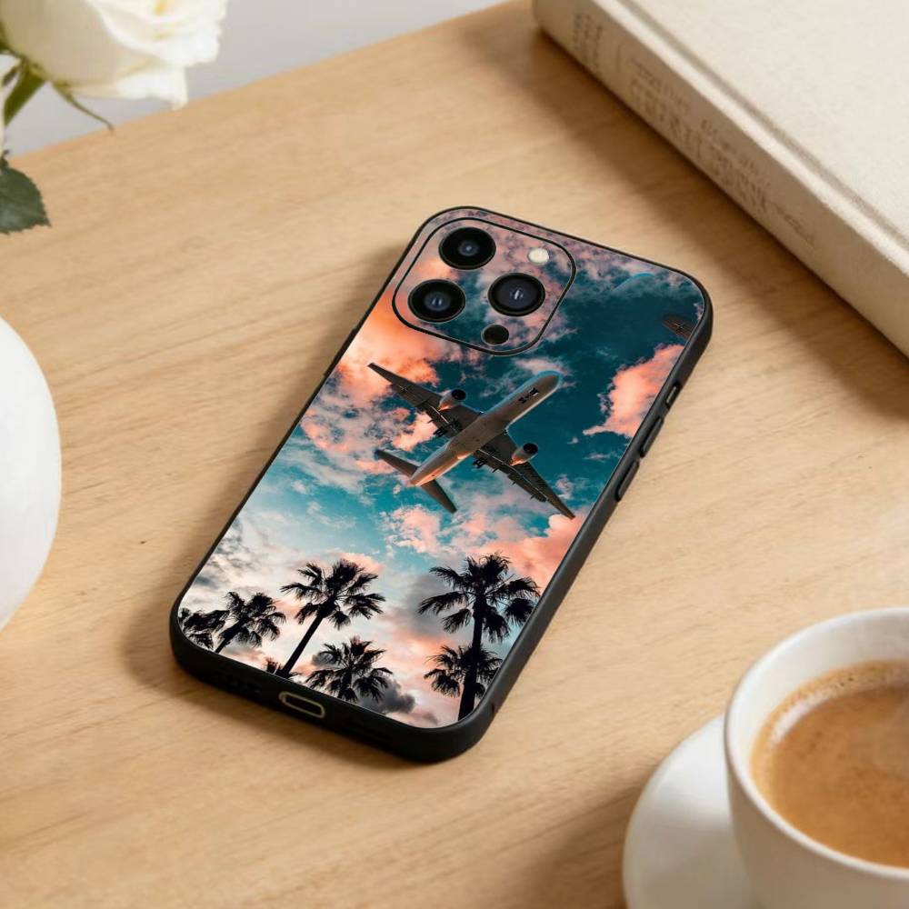 A-Airplane  Phone Case For iPhone 17 16 15 14 13 12 Max Plus Silicone Black Cover