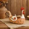 Rustic Tableware Storage Tube Vintage Farmhouse Rooster Utensil Holder, Country Cooking Tool Caddy, Floral Pastoral Style Kitchen Decor Chicken