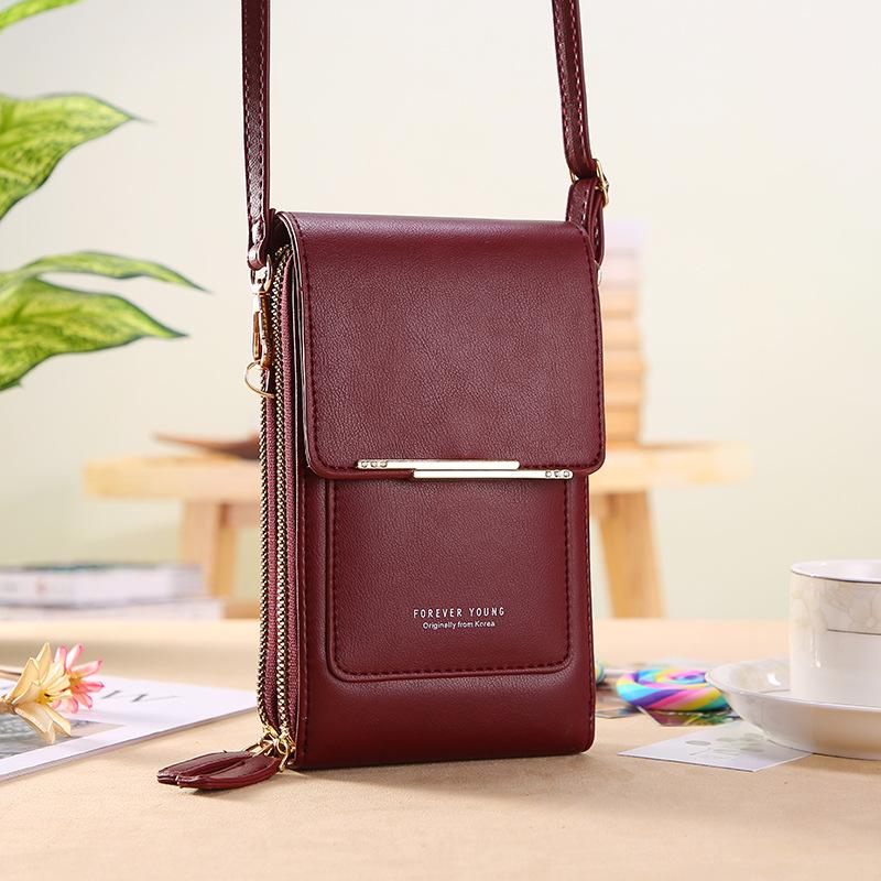 Women's Cute Crossbody Touchscreen Phone Bag – Fashionable Vertical Small Mobile Phone & Wallet Holder