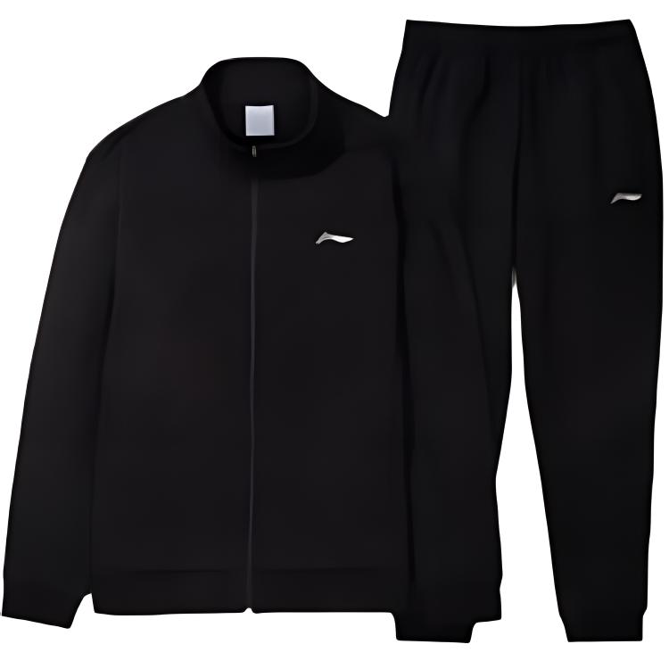 

Li Ning Однотонный Флис с Воротником-стойкой Теплый Спортивный Повседневный Простой Комплект Толстовки и Спортивных Штанов с Длинным Рукавом Женские Комплекты Черный AWPF843-1 S