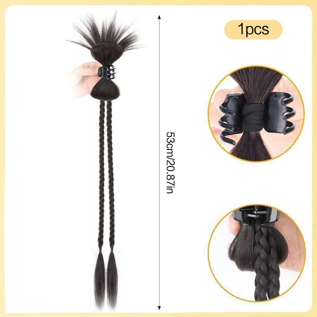 Synthetic Braids Wigs Ponytail Twists Boxing Braid Wig with Hair Clip for Women Girls Ladies Female