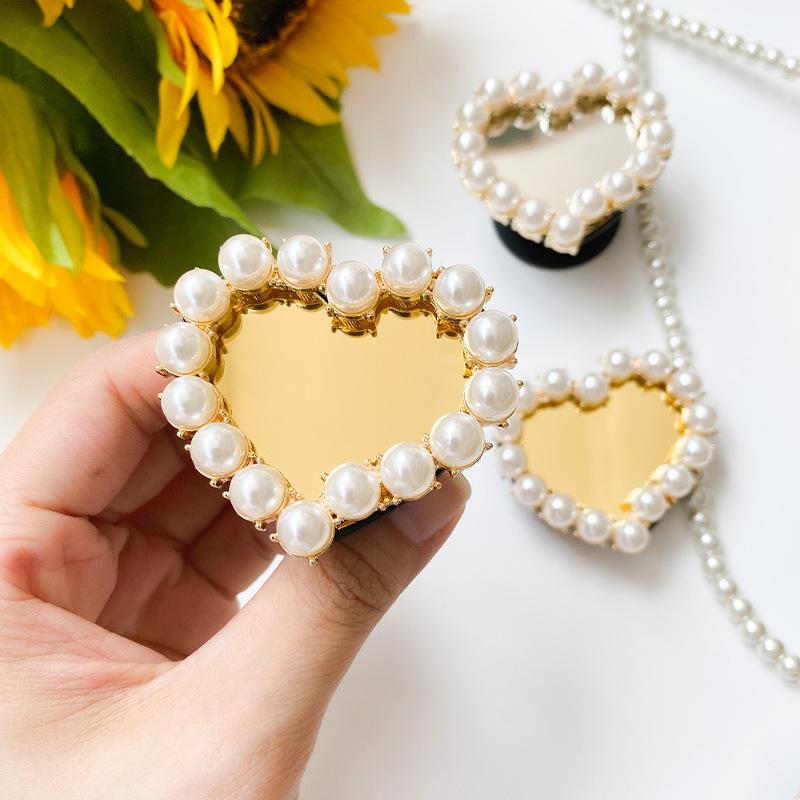 Mobile Phone Creative Style Makeup Mirror Bracket Love Pearl Paste Airbag Tablet Available Support Simple