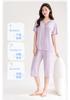 Fenteng [Soft Blended] Summer New Lace V-neck High End Short Sleeve Seven Leg Pants Home Clothes Set Women's Pajamas