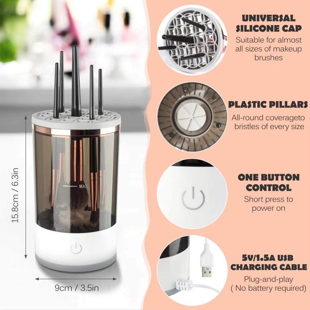 3 In 1 Electric Makeup Brush Cleaner Automatic Spinner Makeup Brush Holder Stand Women Lazy Cleaning Brush Washer Quick Dry Tool