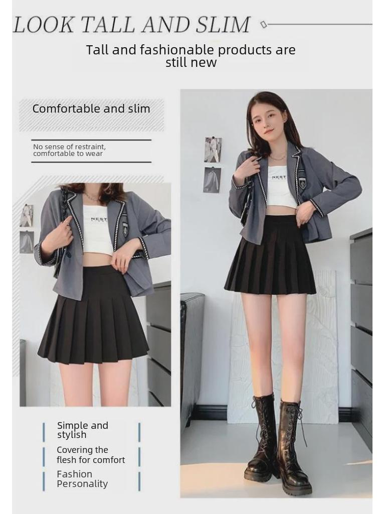 JK Hoge Taille Geplooide Zwarte Rok: Sexy & Anti-Rimpel Zomerstijl voor Vrouwen