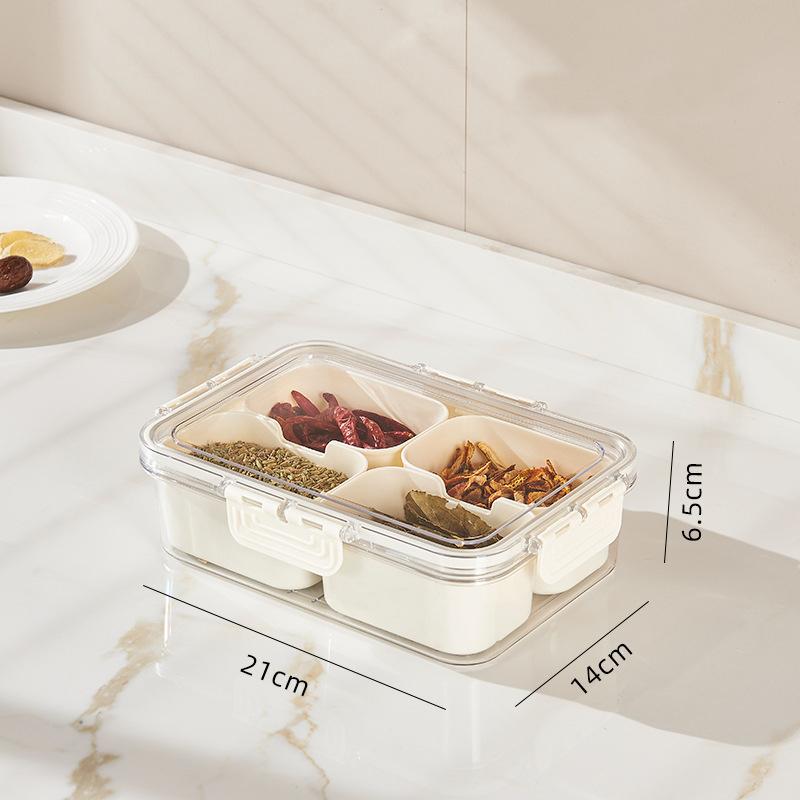 

4/8grids Snack Box Container Portable Travel Fruit Salad Fresh-keeping Box Kitchen Spice Storage Box with Lid Home Sealed Box