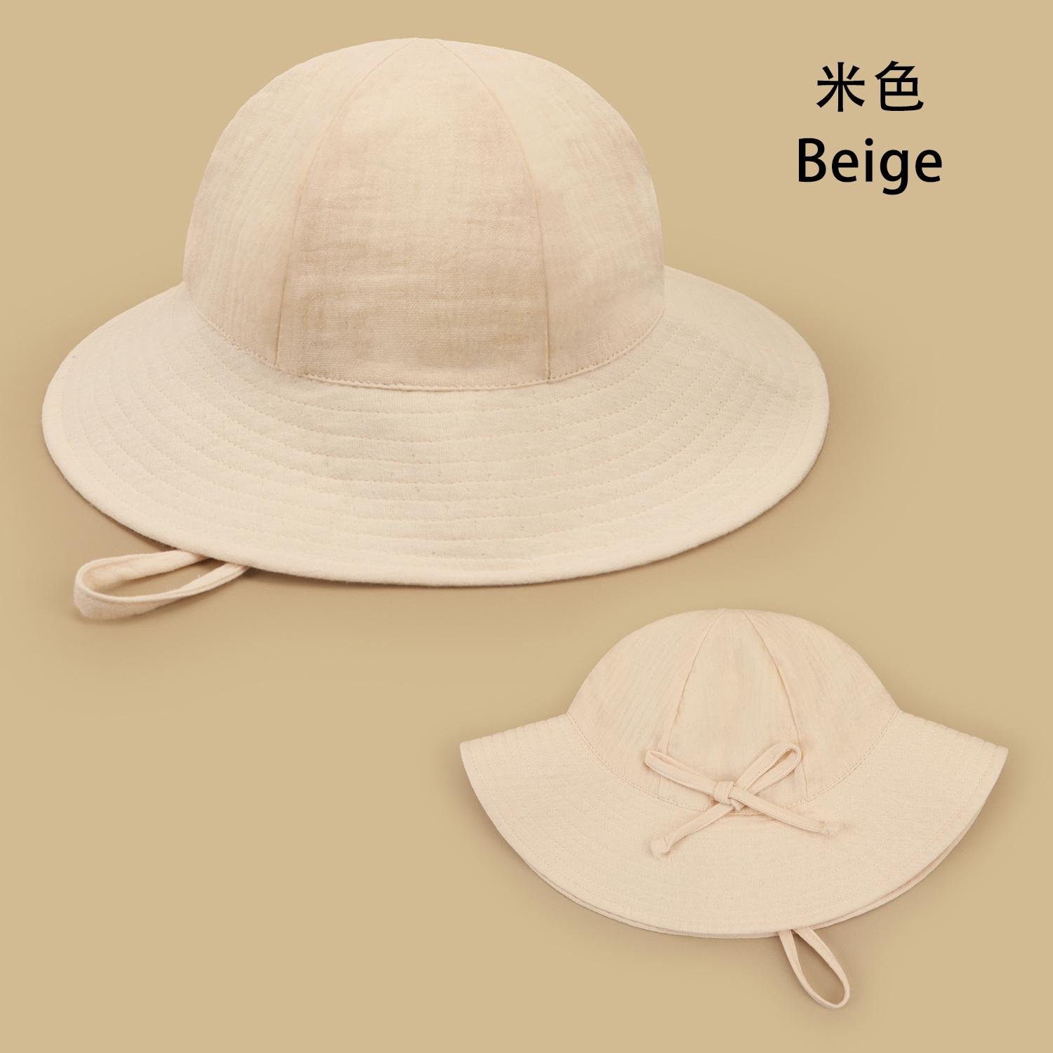 

New born Bucket hat baby cap Girls Big brimmed sun hat Summer Kids Toddler Cap 0 to 48 Months Soft Cotton yarn Sun flower Hat XS46 (42-46CM) бежевый
