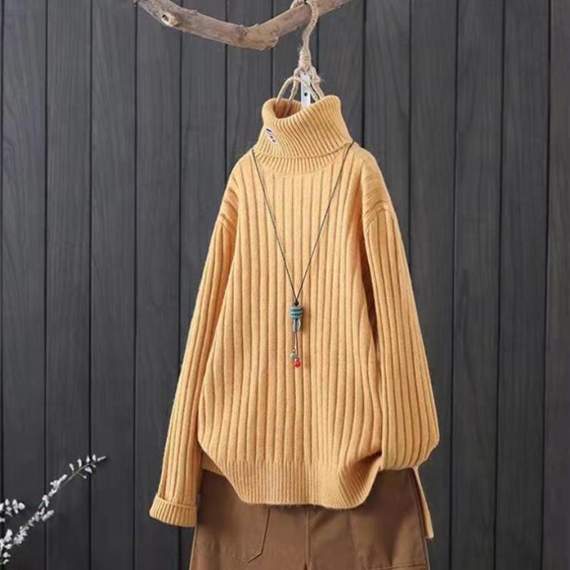 

Модные водолазки, свитера-пуловеры для женщин, осенние и зимние трикотажные джемперы, женские свободные повседневные однотонные вязаные свитера с длинным рукавом, новинка 25305 S жёлтый