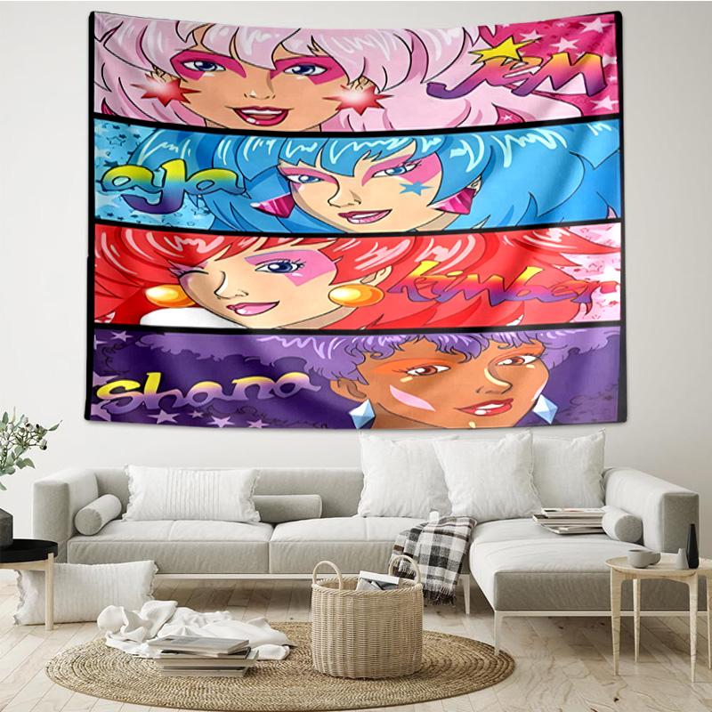 Jem Anime Characters Quick-Dry Tapestry Hanging for Bedroom,Livingroom, Playroom,Decor Art Room Wall Tapestry Holiday and Birthday Gifts