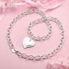 925 Sterling Silver 18-inch Double Heart Pendant Fashion Necklace Wedding Jewelry