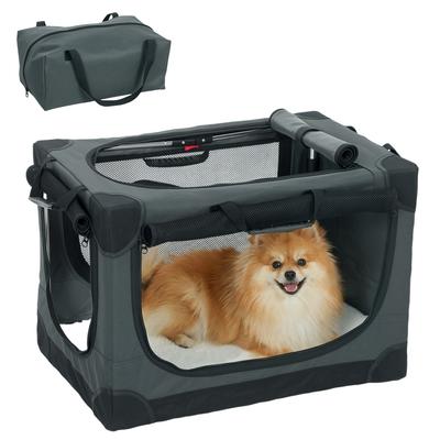 Cucce Morbide per Cani Trasporto Animali 60 x 42 x 43 cm con Tappetino Rimovibile Finestra in Rete Verde Militare