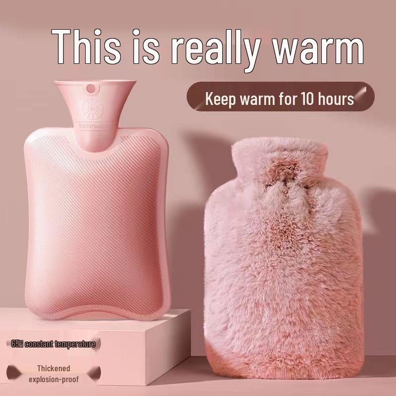 Rabbit Plush Hot Water Bottle - Baby Home Warmer, Large Capacity PVC, Long-Lasting Heat