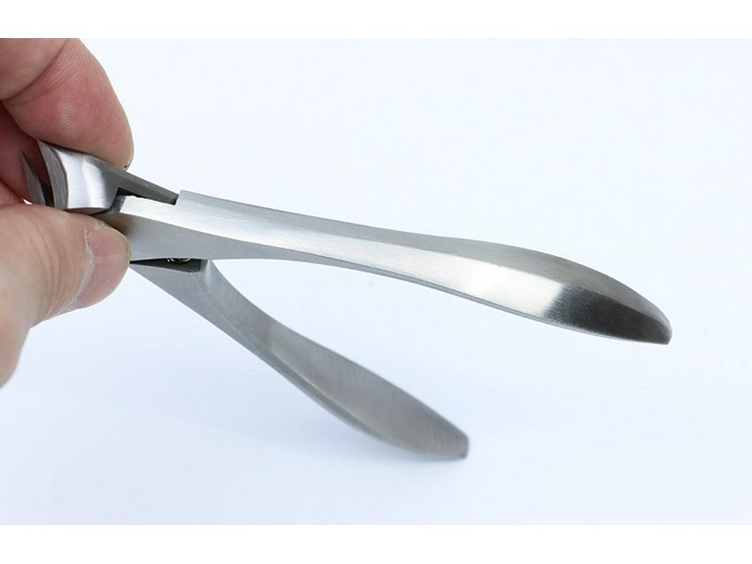 Stainless Steel Eagle Beak Toenail Clipper for Paronychia - Gray, Buffalo Horn Handle, Single Cut Pliers for Thick & Ingrown Nails