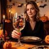 Regalo Tematico per Compleanni Halloween Bicchiere da Vino, Gatto Fantasma Spettrale Strega Zucca Bicchiere da Bevanda Accessori Unici per Home Bar Vini, Cocktail,