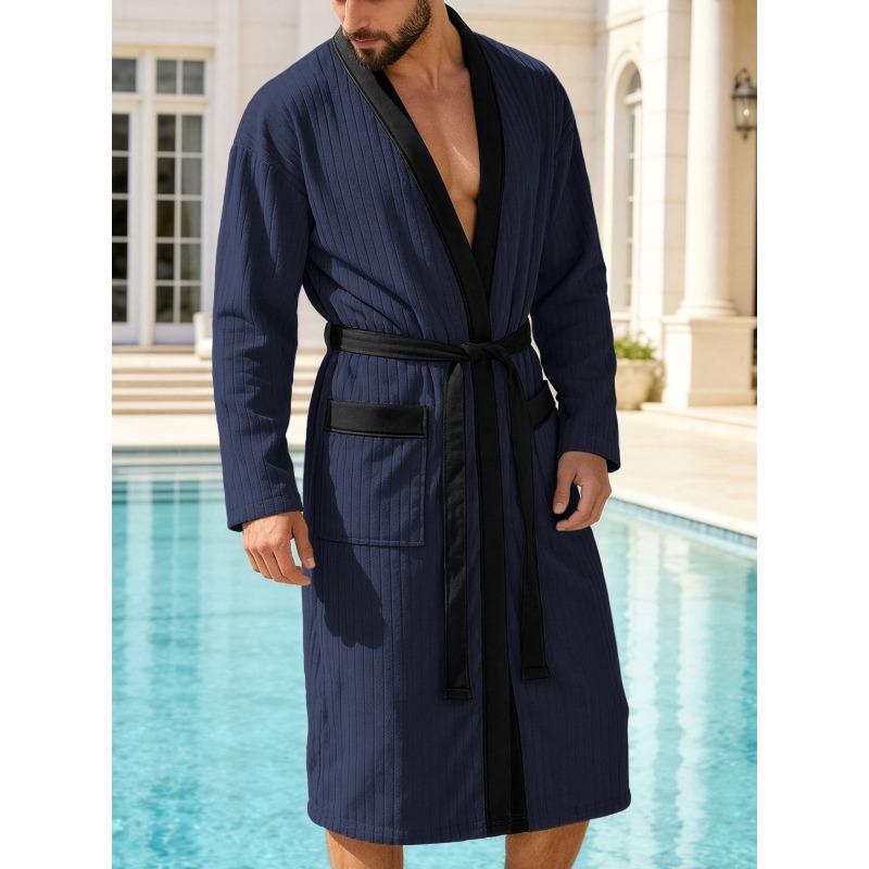 Waffle jacquard bathrobe sauna suit thin nightgown long couple loungewear hotel casual bathrobe