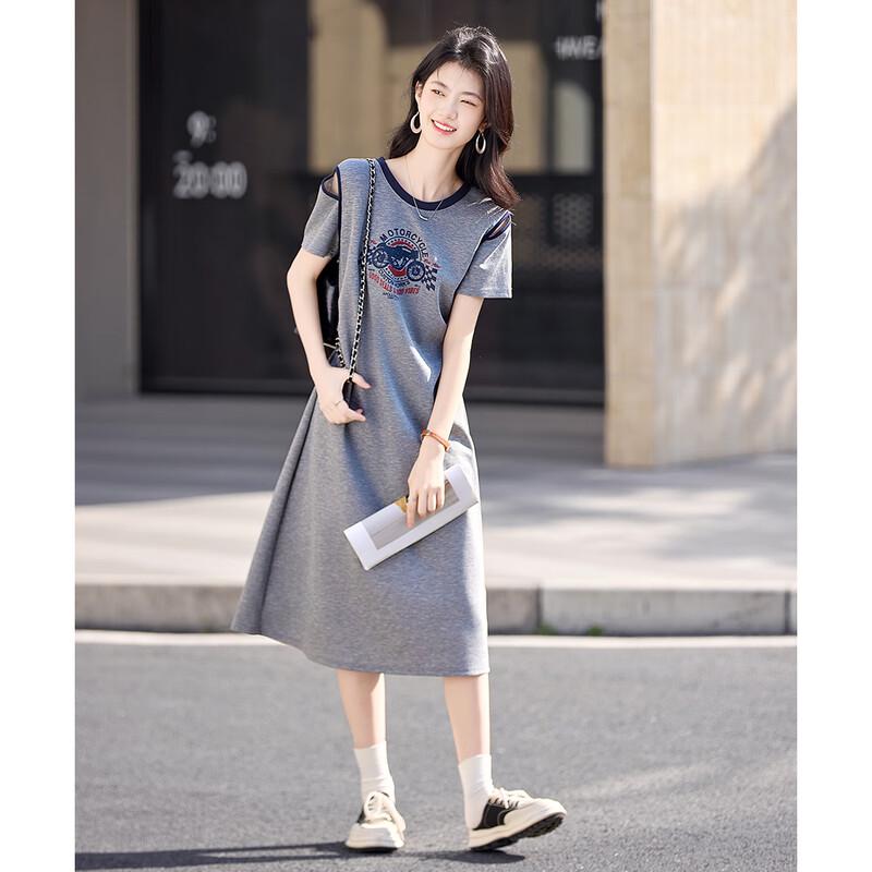

Women s Summer Color-Block Printed Short-Sleeve T-Shirt Dress XL