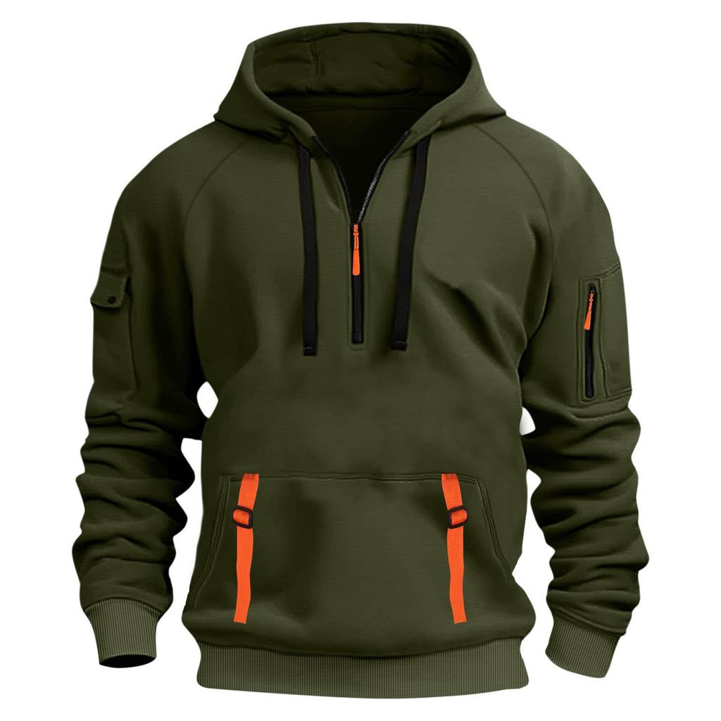 2025 Hot-Selling Men's Sporty Hoodie Set with Arm Pocket and Zipper
