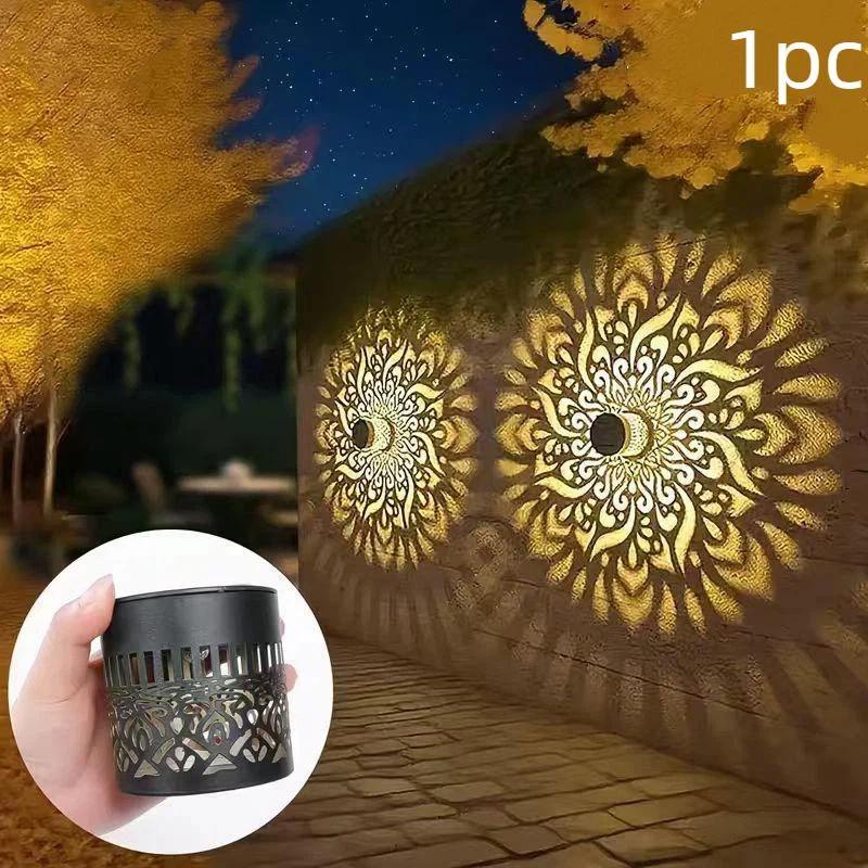 Outdoor Decorative Solar Mandala Lights 4 Pack IP65 Waterproof for Deck Step Wall Fence Garden Pathway Holiday Decoration