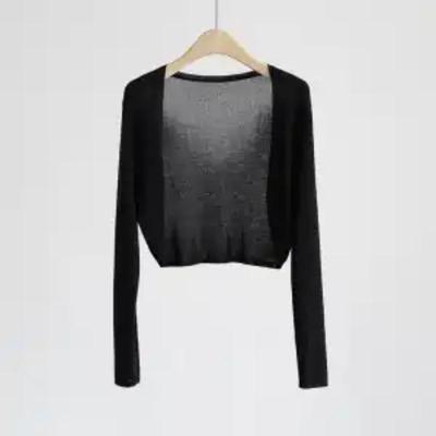 Cardigan Tricotat Decupat cu Față Deschisă, Ușor, cu Mânecă Lungă, pentru Primăvară-Vară