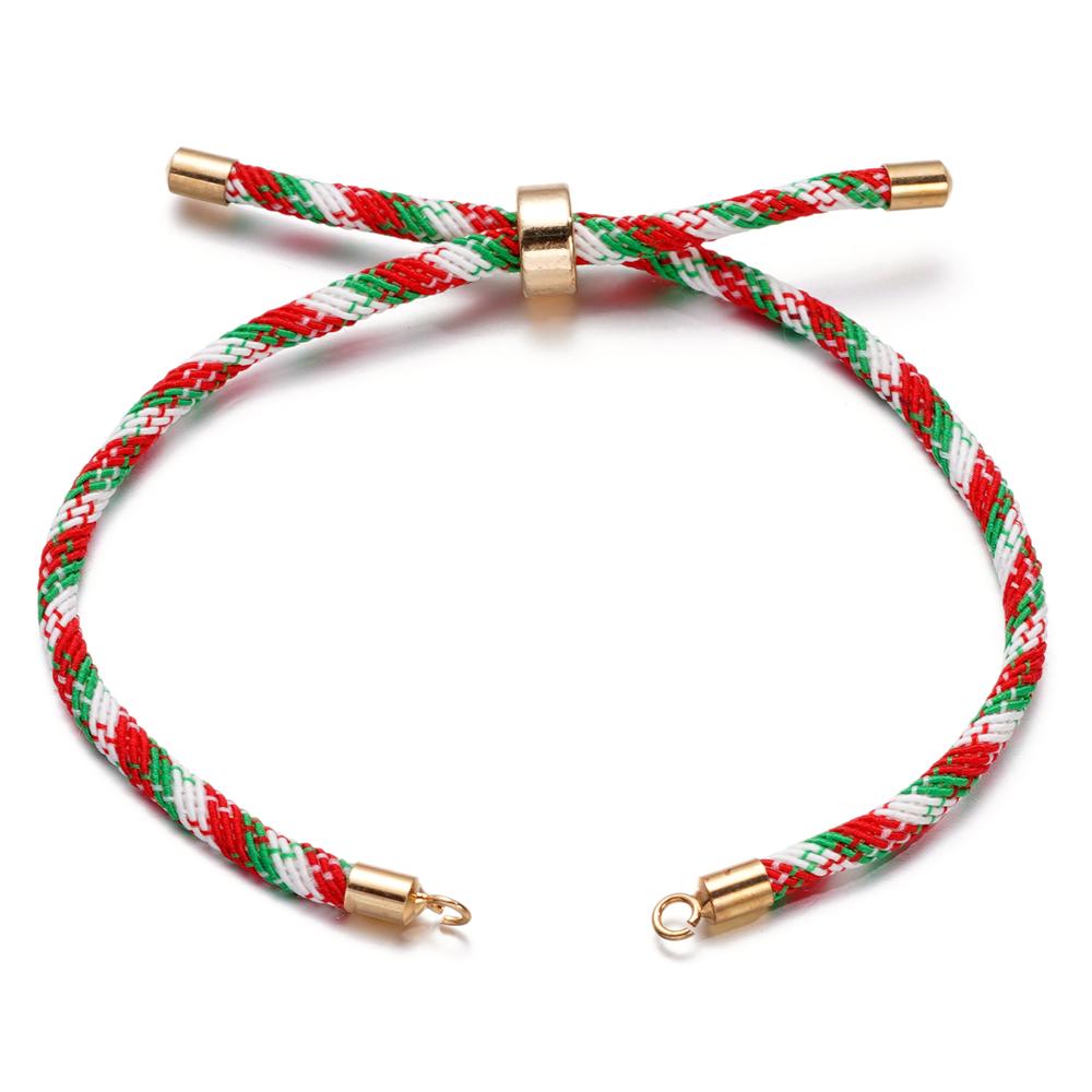 1pc Adjustable Nylon Braided Twisted Cords Slider Friendship Bracelets with Brass Cord End for Jewelry Making DIY Findings