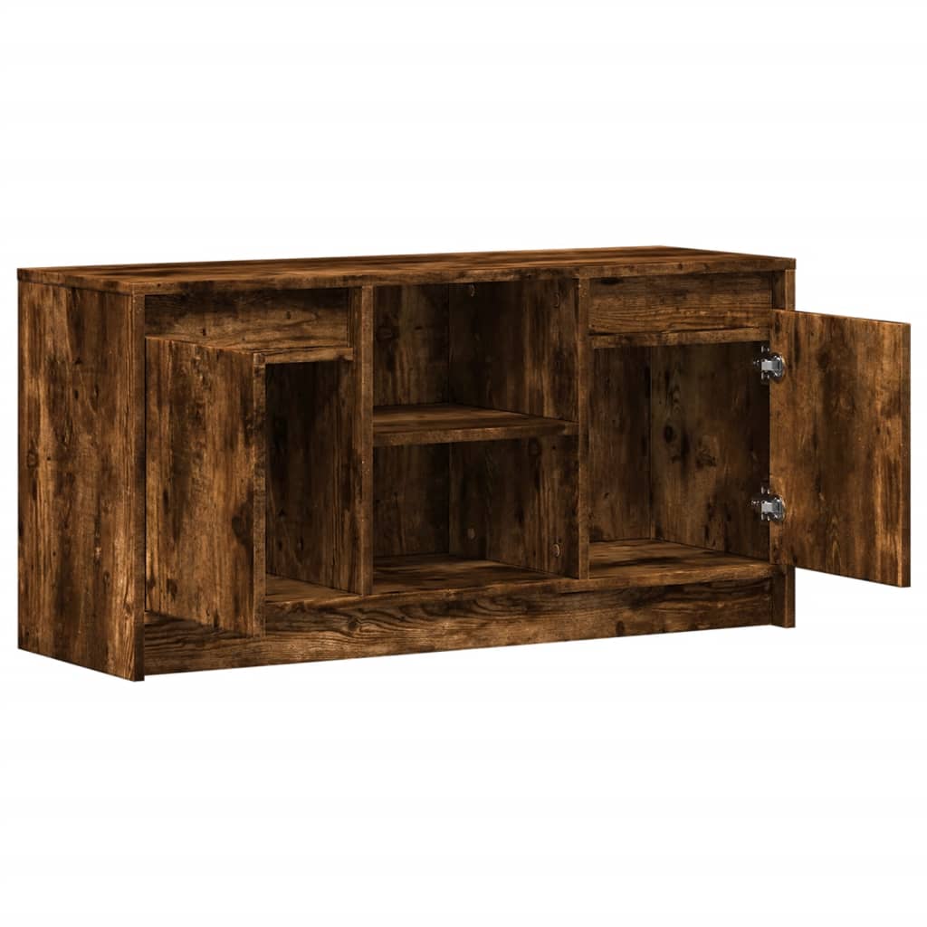 TV Cabinet with LED Lighting Smoked Oak Finish 100 x 34 x 50 cm