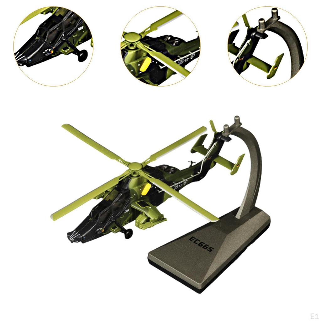 1:72 EC665 Diecast Helicopter Model, Fighter Jet Model Aircraft with Base for Cafes, Bar,
