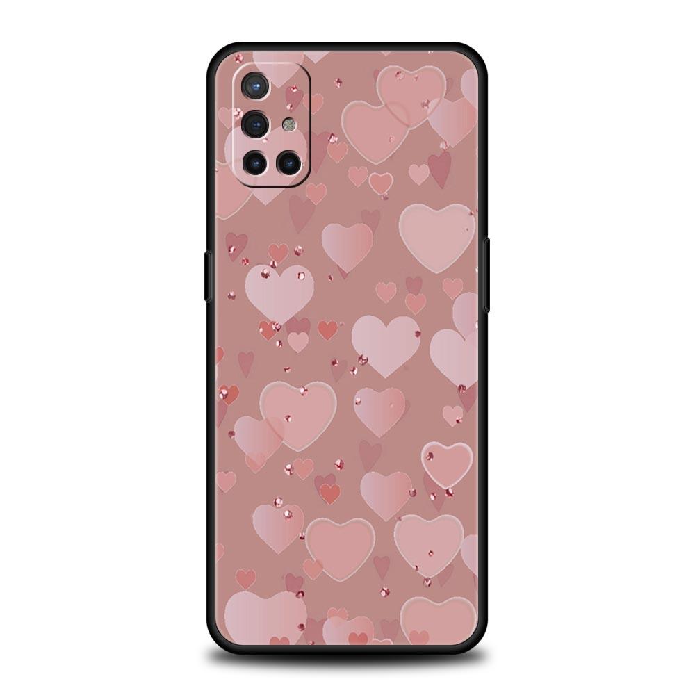 Gold Pink Rose Glitter Hearts Phone Case For OnePlus 10 9 Pro 9T 10R 9R 9RT 8T 8 7 6T 7T Nord 2T CE 2 5G N200 N10 N100 Cover