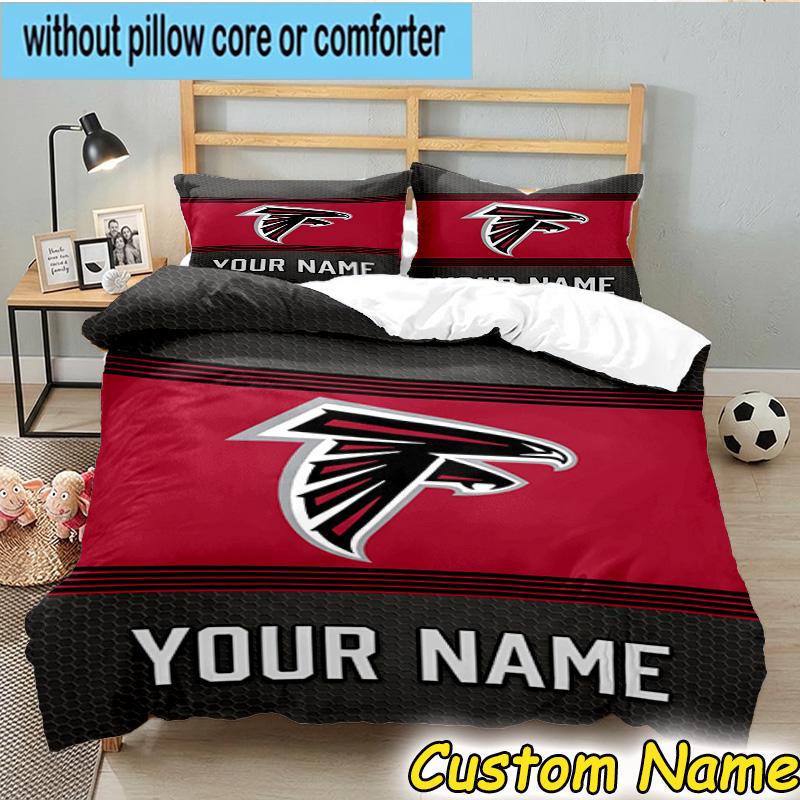 3pcs Custom Name Atlanta-Falcons Rise Up Bedding Set Includes 1 Duvet Cover & 2 Pillowcases for All Seasons Dormitory Home Decor Christmas gifts