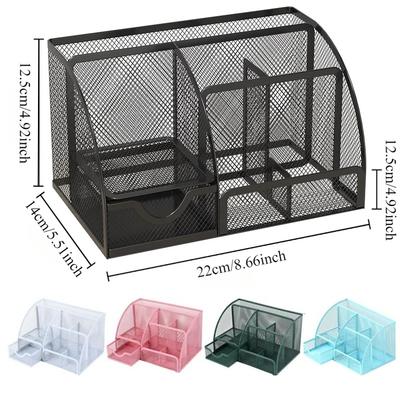 Creative Metal Pen Holder Pencil File Storage Rack Storage Box 7 Grid Desk Stationery Organizer Divided Container Office Access