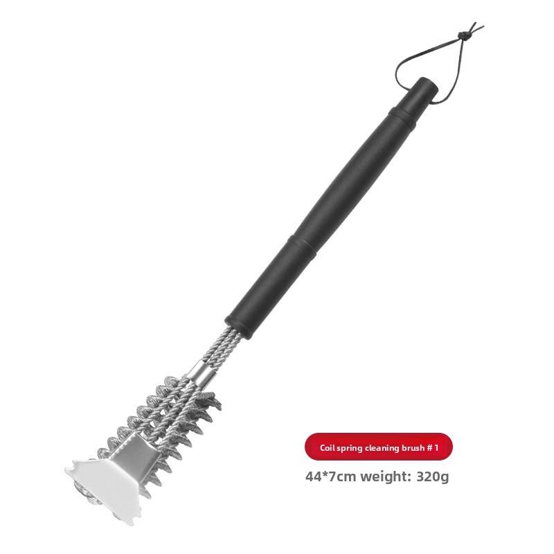 For Cast Iron Grates Outdoor Cooking Cleaning Tool With Grip Stainless Steel Spiral BBQ Grill Brush Rustproof Scrubber