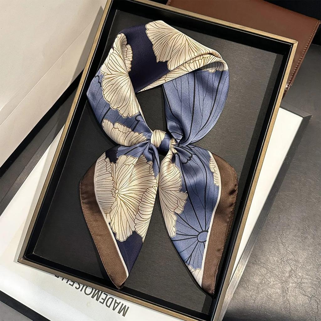 New Paisley Print Silk Scarf For Women Square Hijab Soft Neck Tie Female Fashion Decoration Silk Headscarf 70*70Cm Kerchief