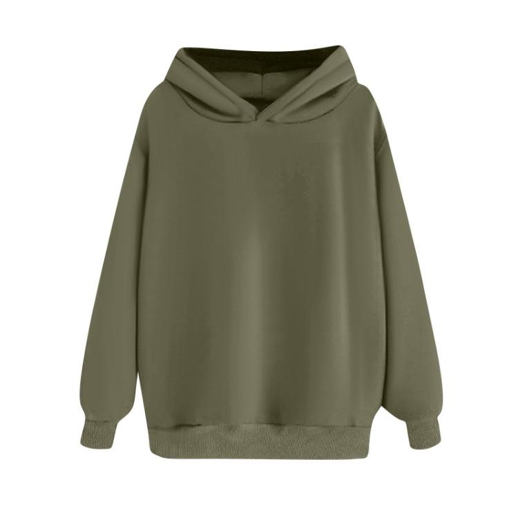 Women's Hoodies & Sweatshirts - Fashionable Women Solid Color Hooded Sweatshirt Long Sleeve Pullover