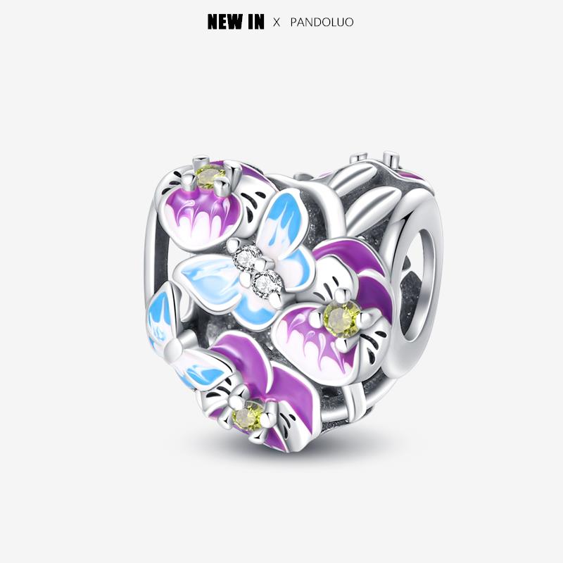 New In Heart Shaped Pattern Charm Beads Fits Pandach Original Bracelet Women Copper Pendant Bead Jewelry Gift