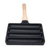 4 Slot Hot Dog Grilling Iron, Fast Heating Aluminum Alloy Grill Pan with Anti-heat Wooden Handle for Cooking Cooking Cooking In
