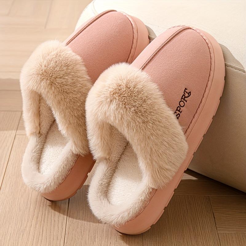 Cozy Women's Slip-On Soft Fleece Lining, Non-Slip Sole, Casual Solid Color Home Shoes