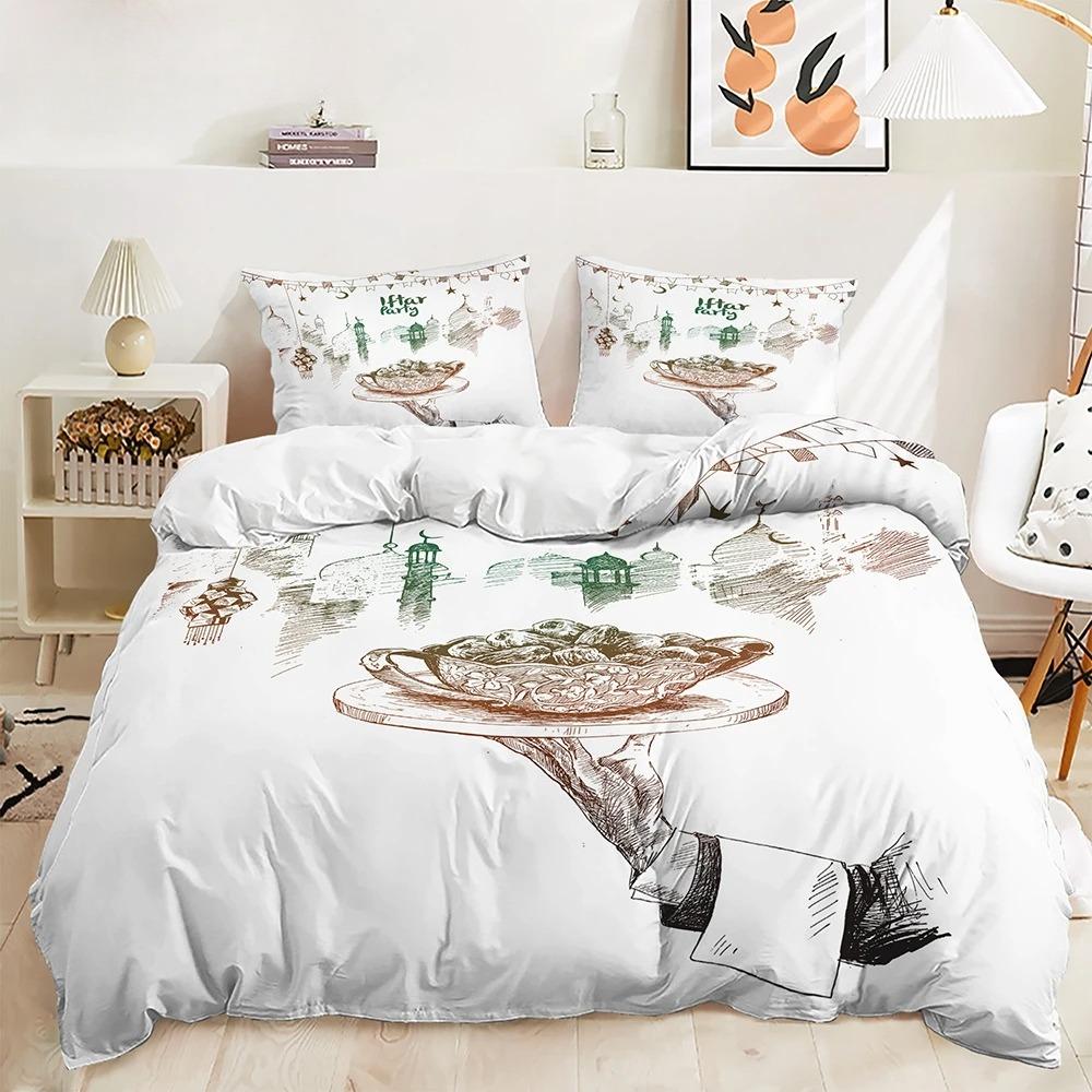 Stars And Moon Duvet Cover Twin King Muslim Ramadan Festival Bedding Set Microfiber Lamp Comforter Cover For Teen Adult Decor