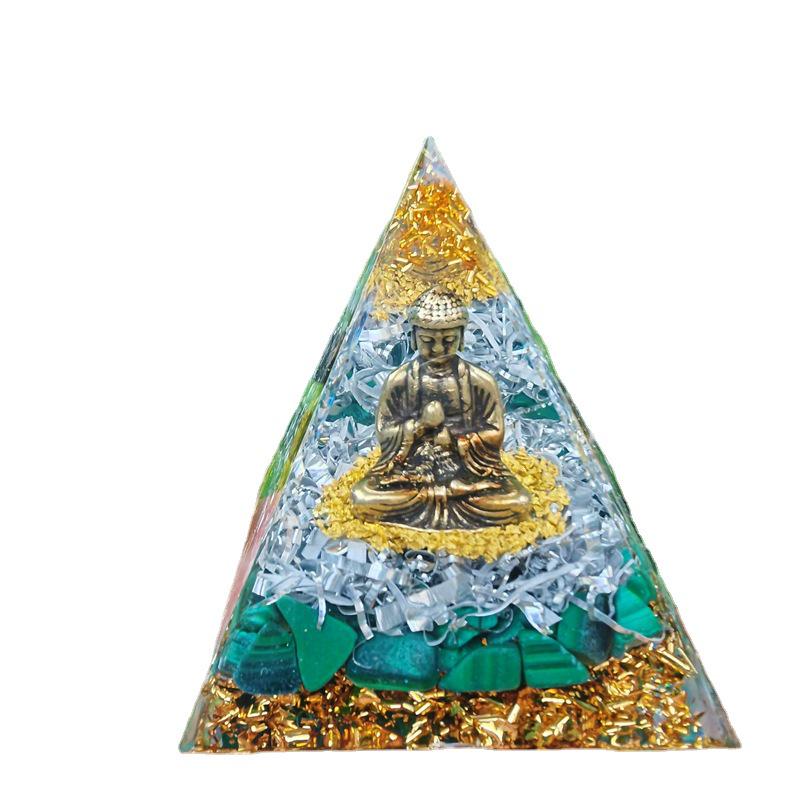 Buddha Kristallpyramide Harz-Ornament - Handgefertigte Schreibtischdekoration