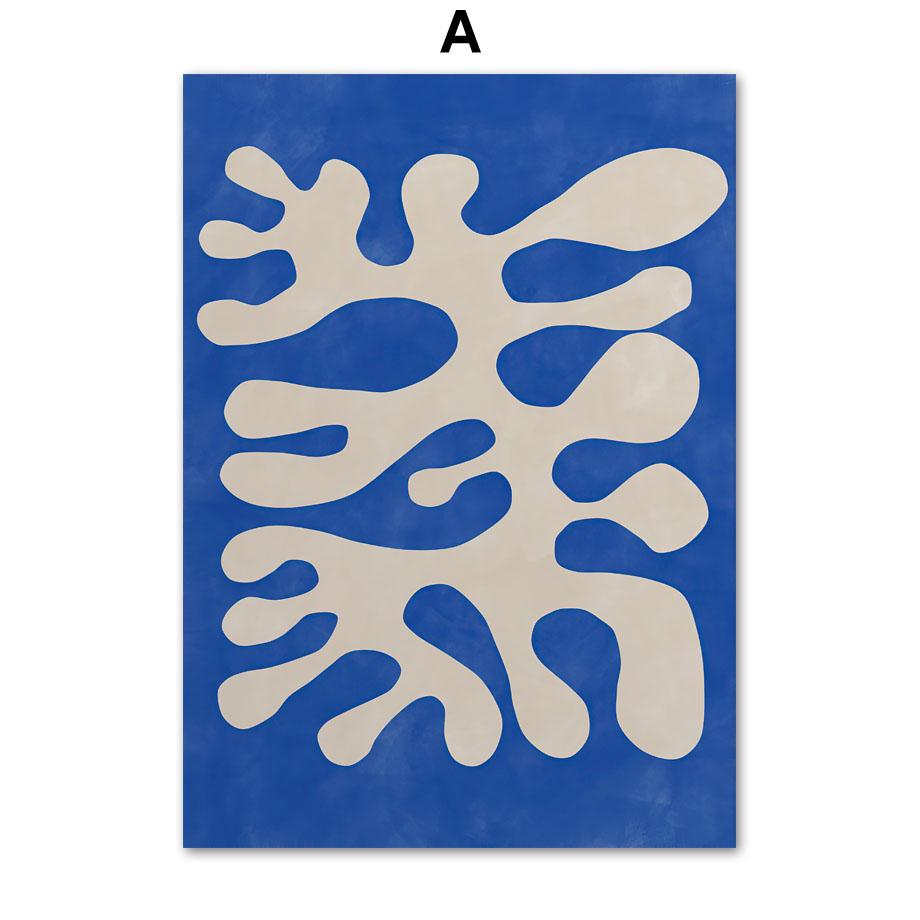 Blue Line Geometry Flower Wall Art Canvas Painting  Abstract Art Posters & Prints Hotel Bar Pictures For Living Room Home Decor