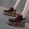 7CM Genuine Leather Platform Wedge Fashion Women Spring Comfy New Autumn Winter Chunky Sneakers Vulcanize Shoes Skateboard Shoes