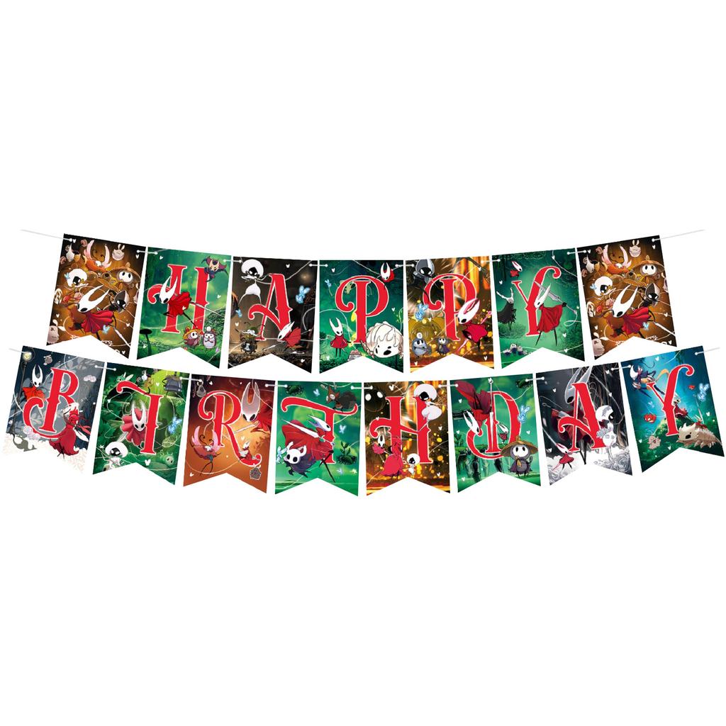 Themed Party Tableware Decoration,Birthday Theme Party Decoration Banner Pull Flag Cake Flag Balloon- Set